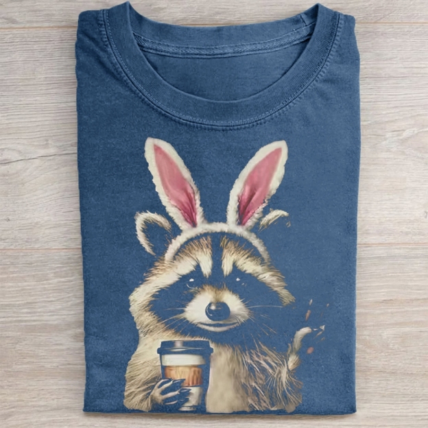 Funny Raccoon Easter  Washed Tee 