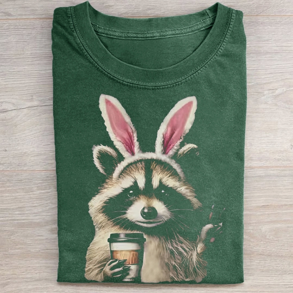 Funny Raccoon Easter  Washed Tee 