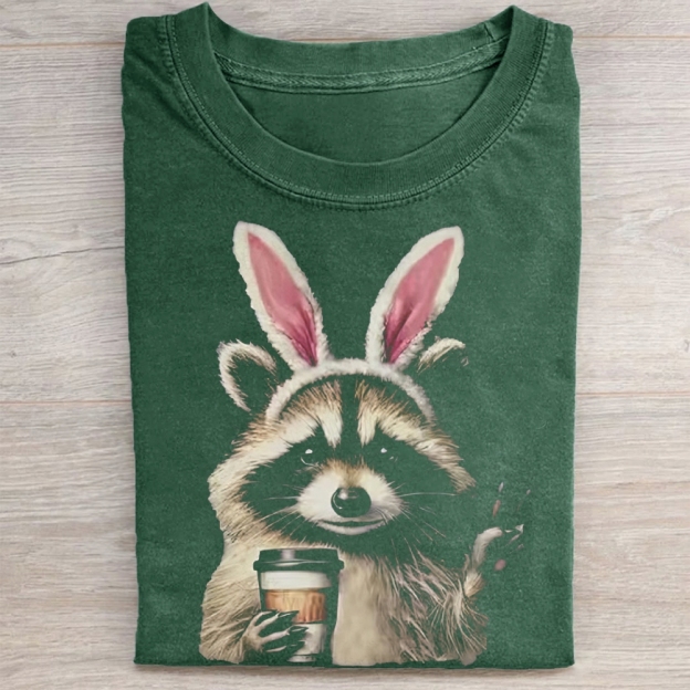 Funny Raccoon Easter  Washed Tee 