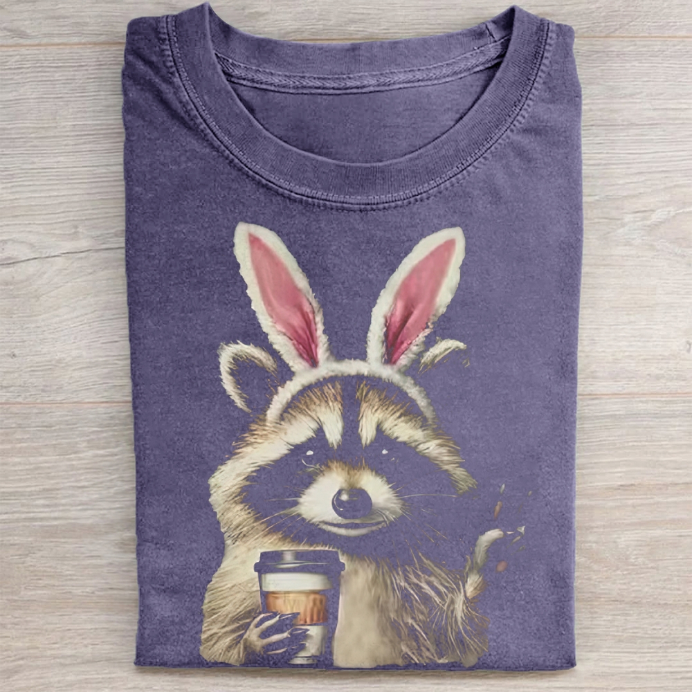 Funny Raccoon Easter  Washed Tee 