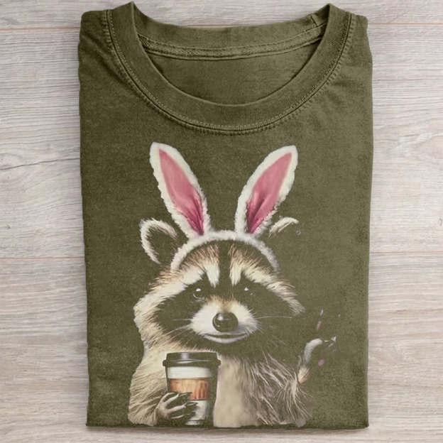 Funny Raccoon Easter  Washed Tee 