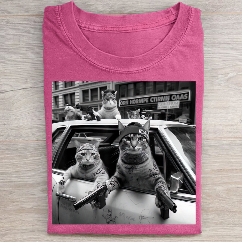 Funny Cat Gang Vintage Washed Tee 