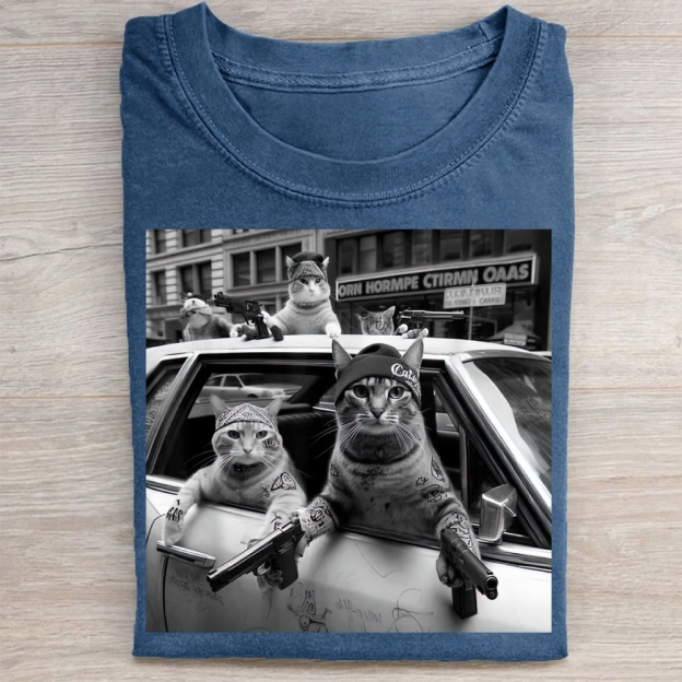 Funny Cat Gang Vintage Washed Tee 