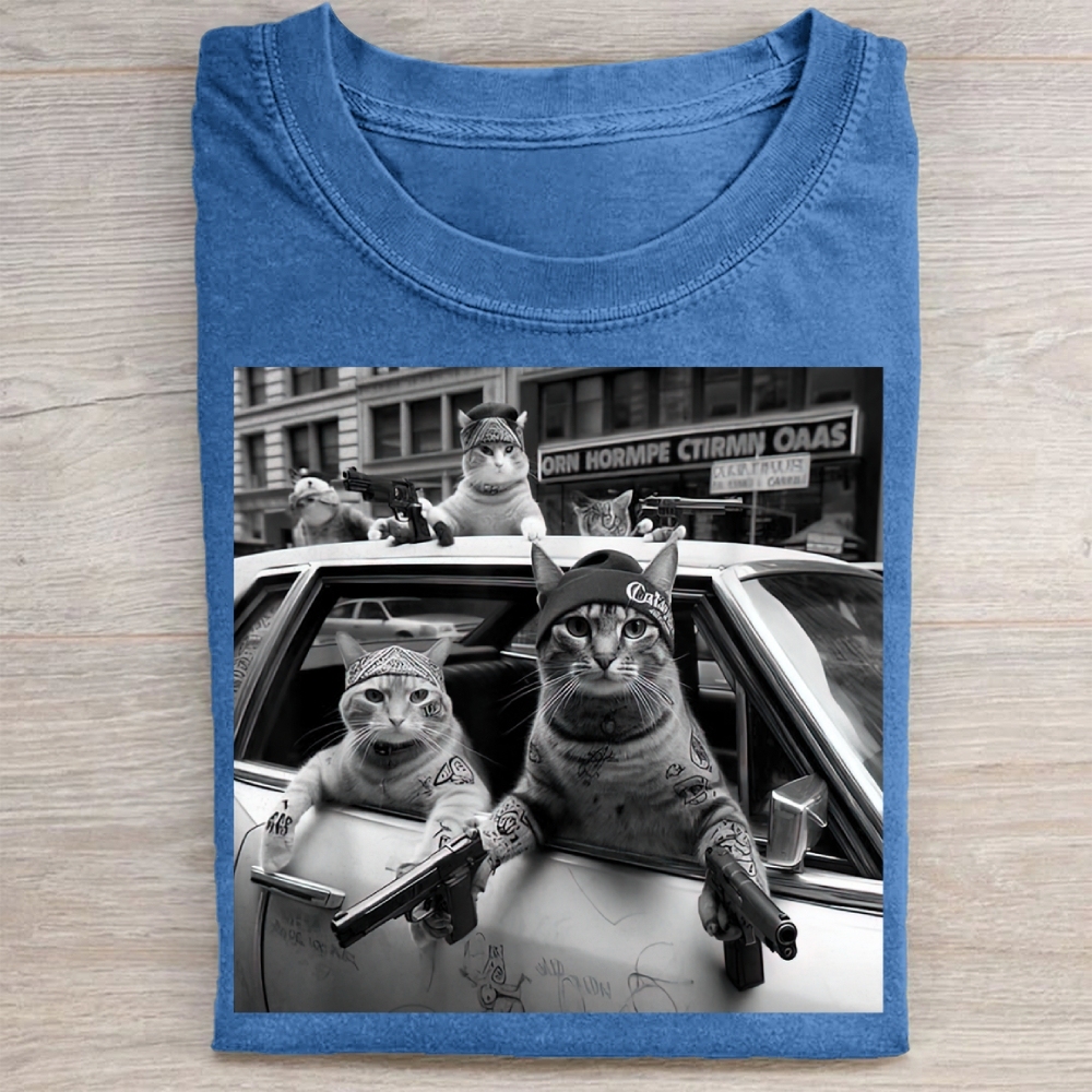 Funny Cat Gang Vintage Washed Tee 