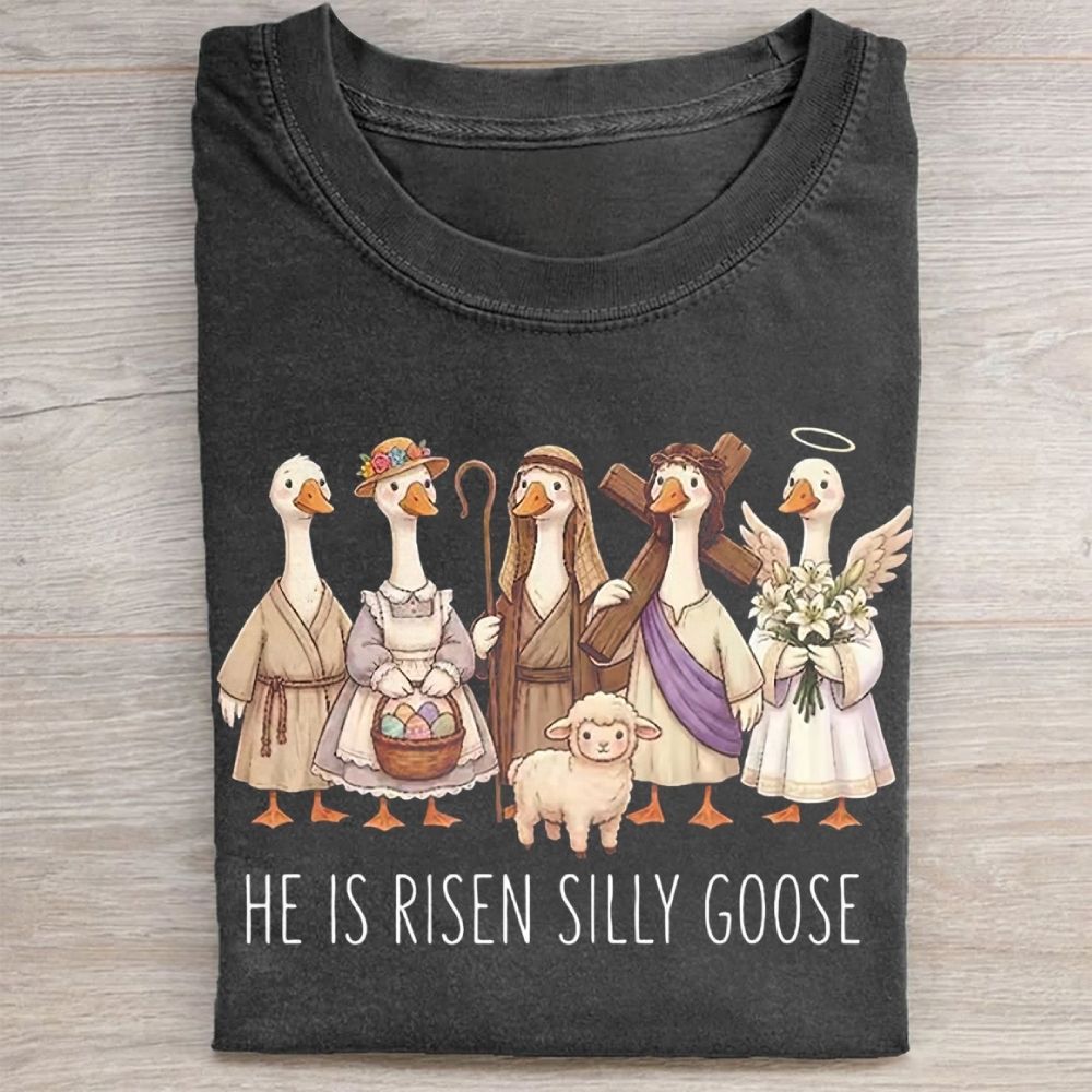 He Is Risen Silly Goose Washed Tee 