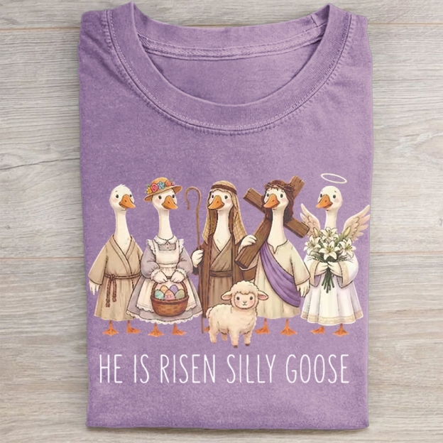 He Is Risen Silly Goose Washed Tee 