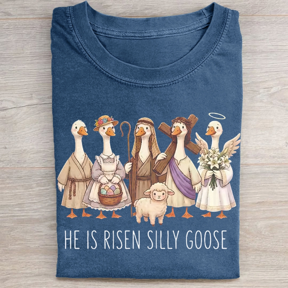 He Is Risen Silly Goose Washed Tee 