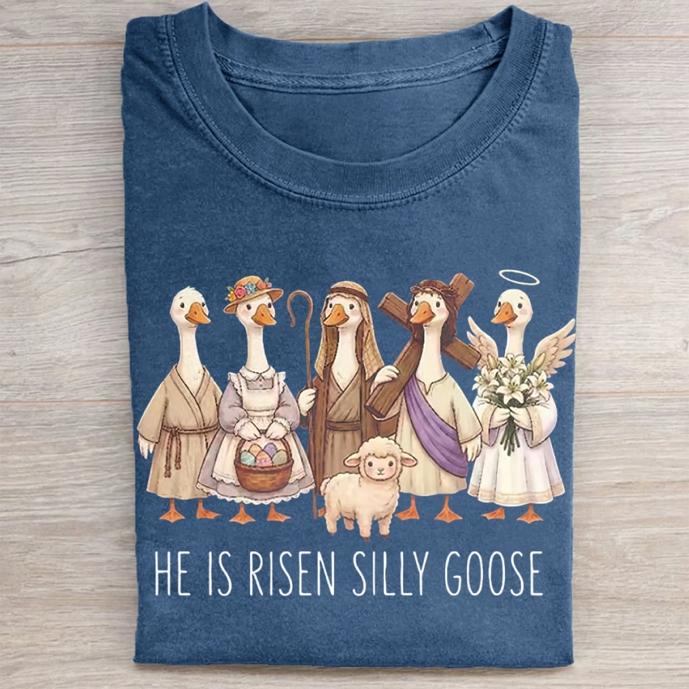 He Is Risen Silly Goose Washed Tee 