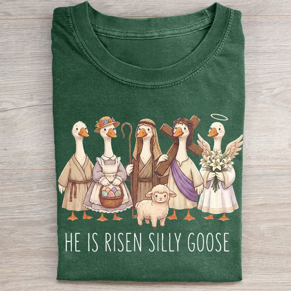 He Is Risen Silly Goose Washed Tee 