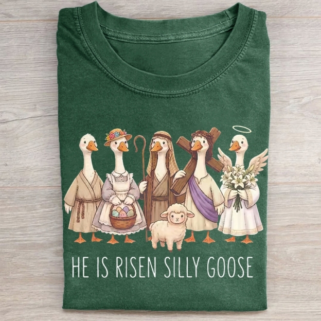 He Is Risen Silly Goose Washed Tee 
