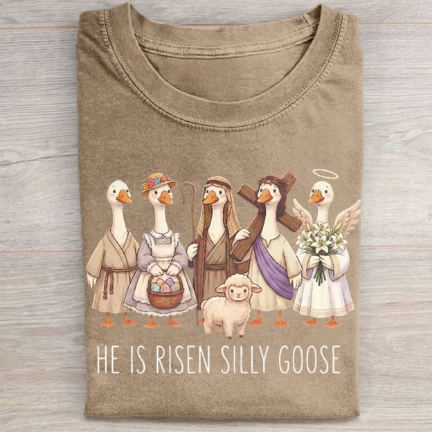 He Is Risen Silly Goose Washed Tee 