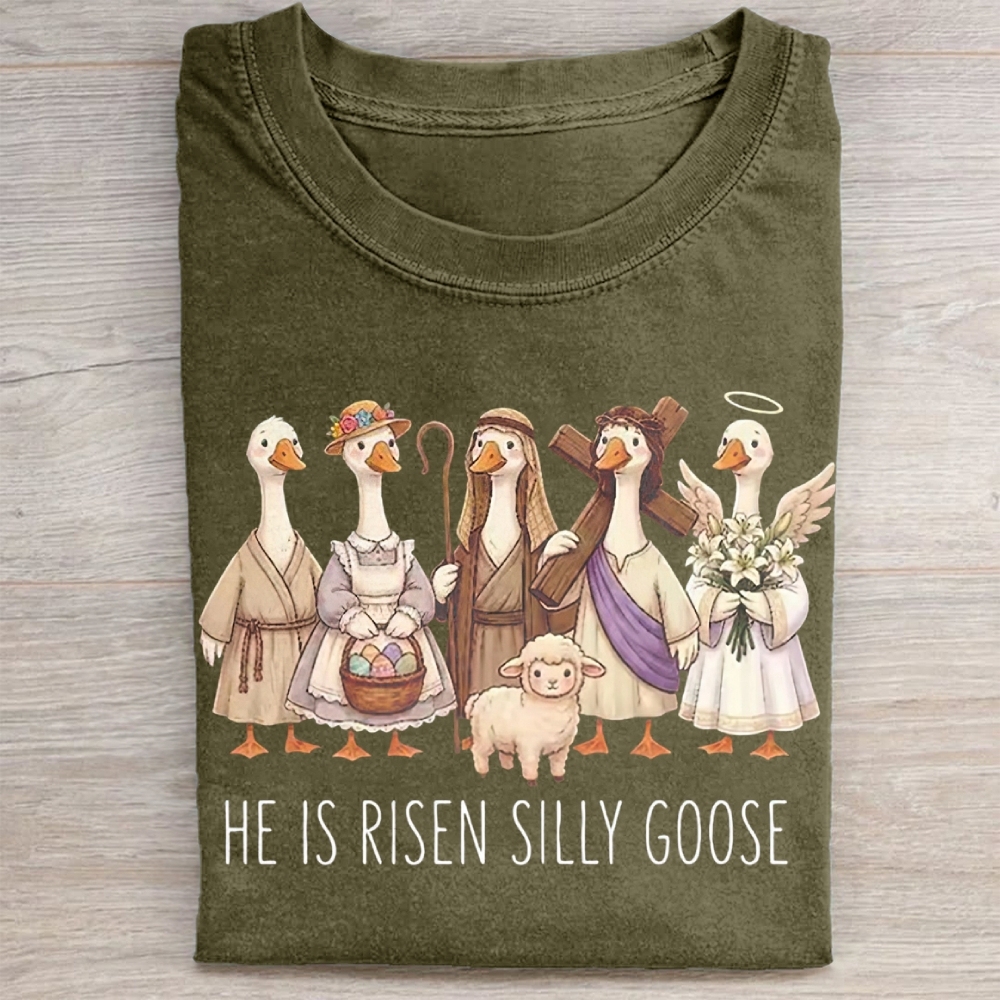 He Is Risen Silly Goose Washed Tee