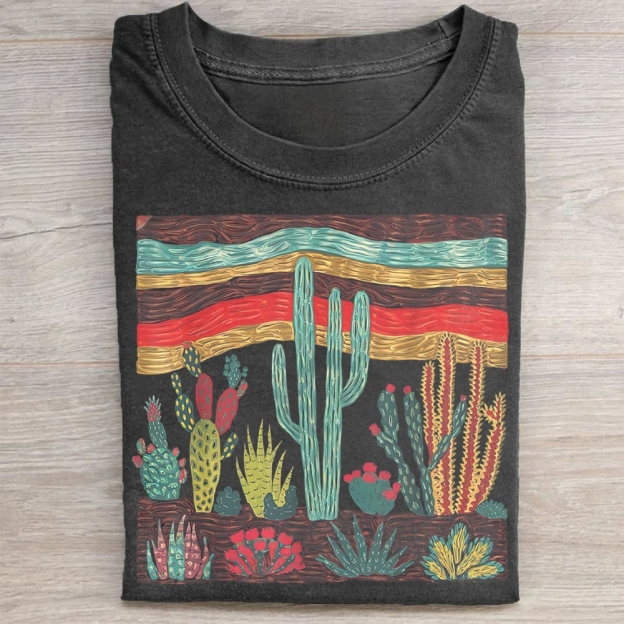 Colorful Desert Cactus Landscape Washed Tee 