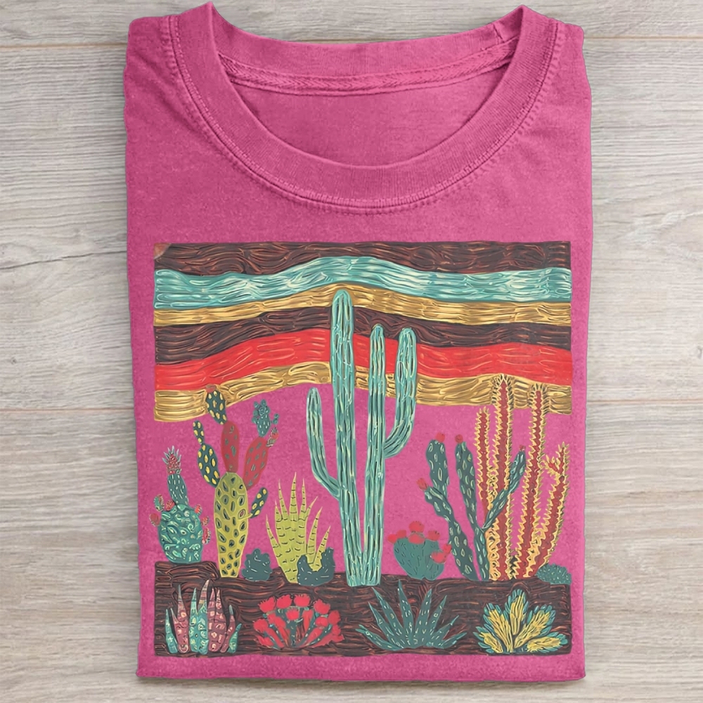 Colorful Desert Cactus Landscape Washed Tee 