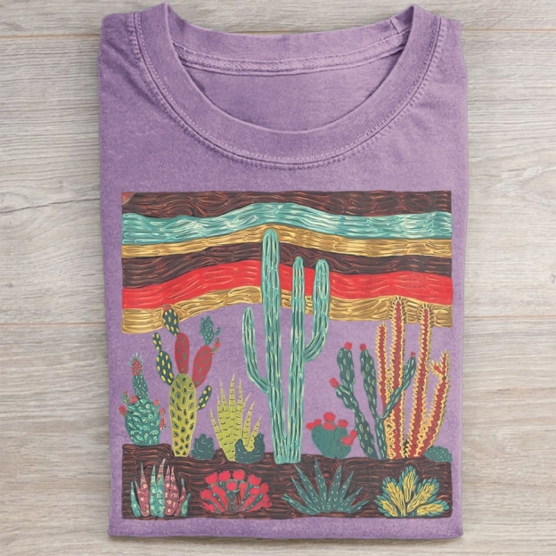 Colorful Desert Cactus Landscape Washed Tee 