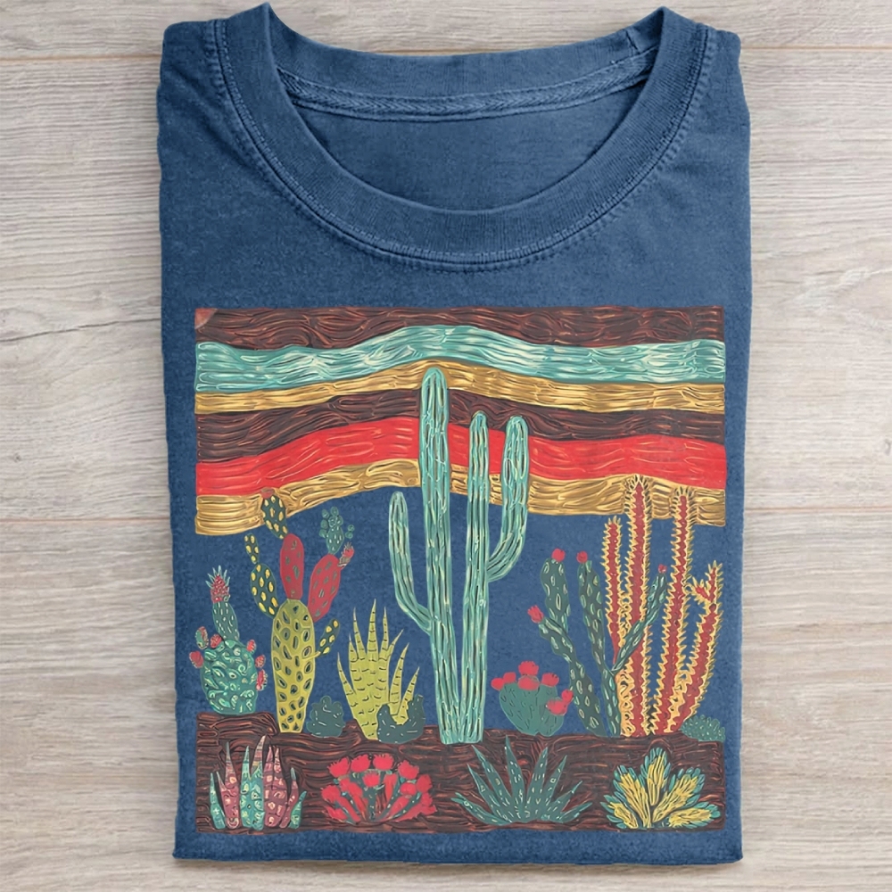 Colorful Desert Cactus Landscape Washed Tee 