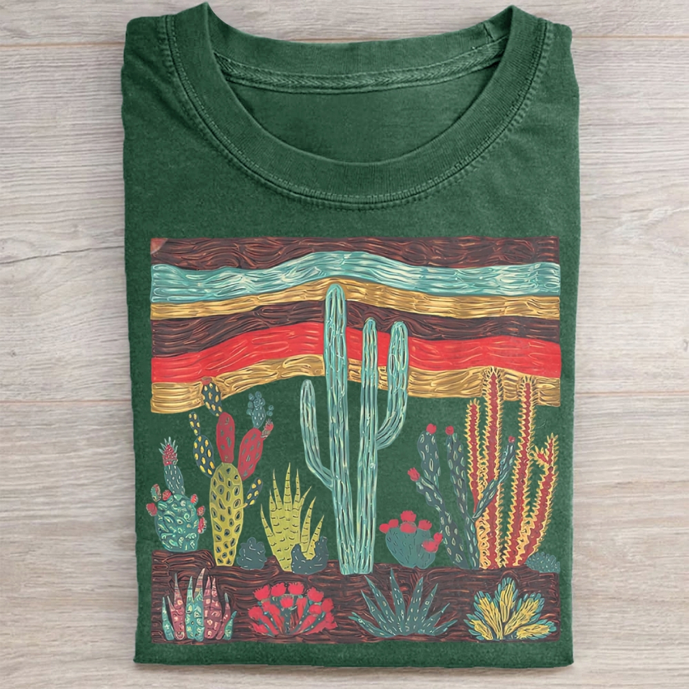 Colorful Desert Cactus Landscape Washed Tee 