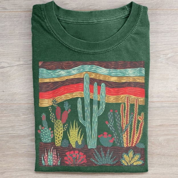 Colorful Desert Cactus Landscape Washed Tee 