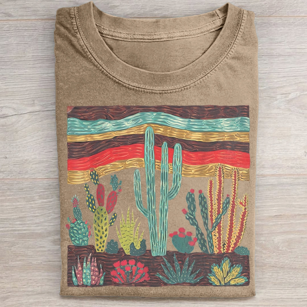 Colorful Desert Cactus Landscape Washed Tee 