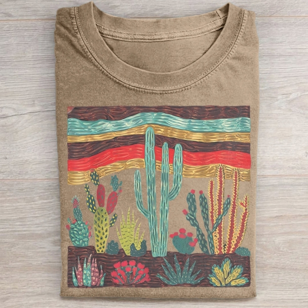 Colorful Desert Cactus Landscape Washed Tee 