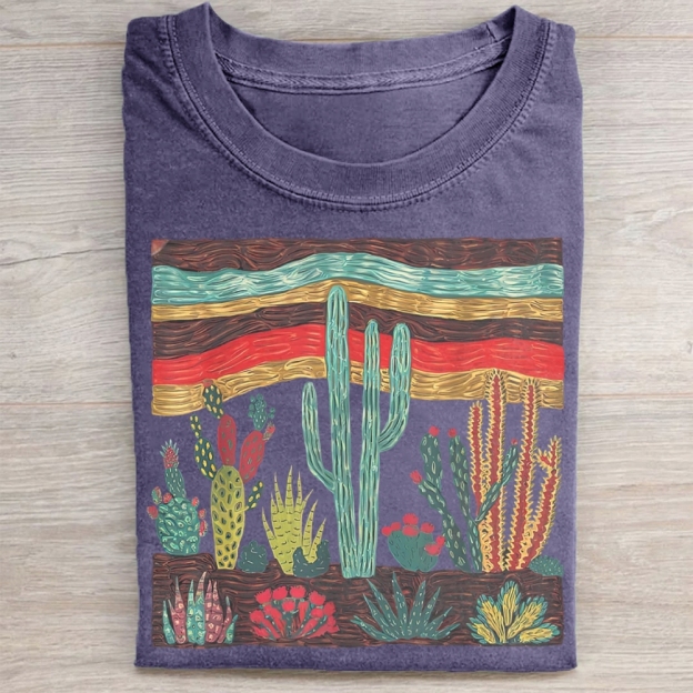 Colorful Desert Cactus Landscape Washed Tee 