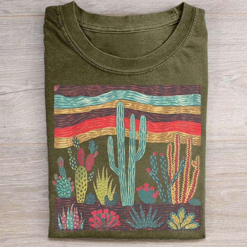 Colorful Desert Cactus Landscape Washed Tee 