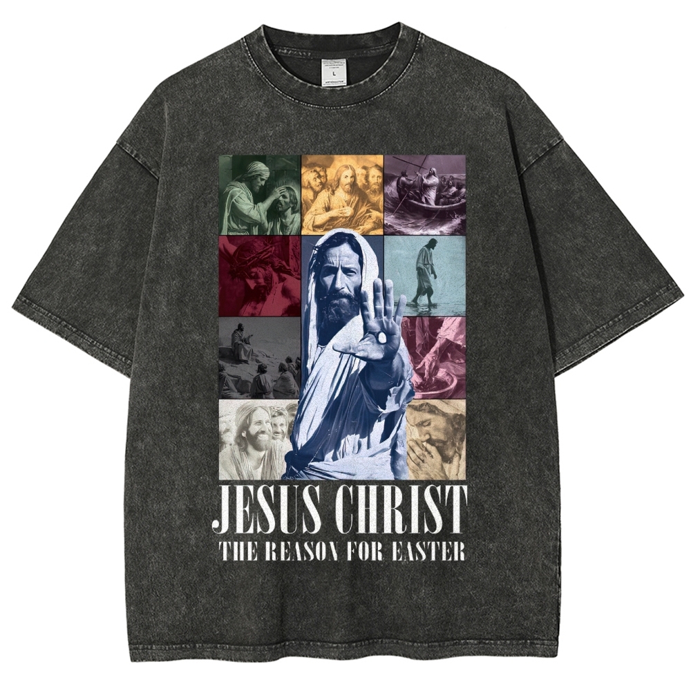Faith & Easter Jesus Collage Washed T-Shirt 