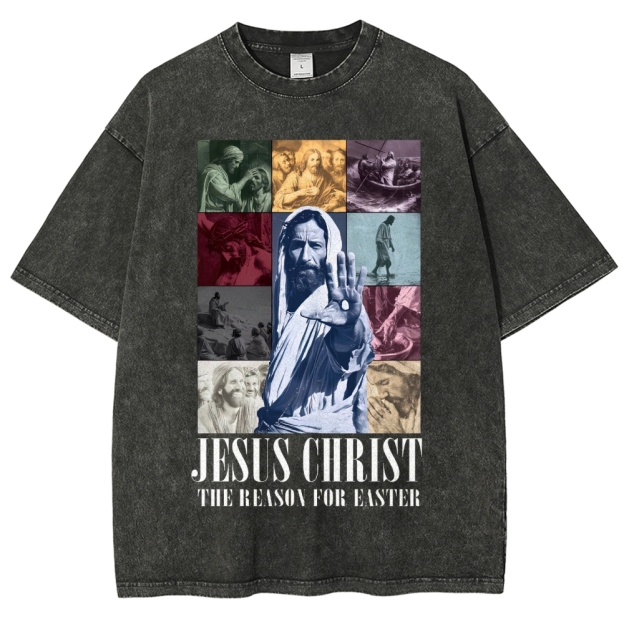 Faith & Easter Jesus Collage Washed T-Shirt 