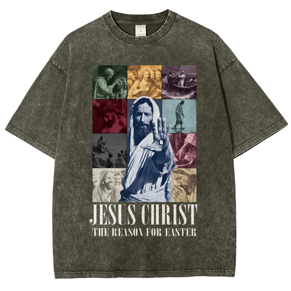 Faith & Easter Jesus Collage Washed T-Shirt 