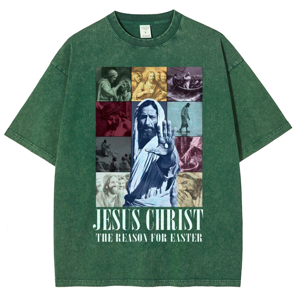 Faith & Easter Jesus Collage Washed T-Shirt 