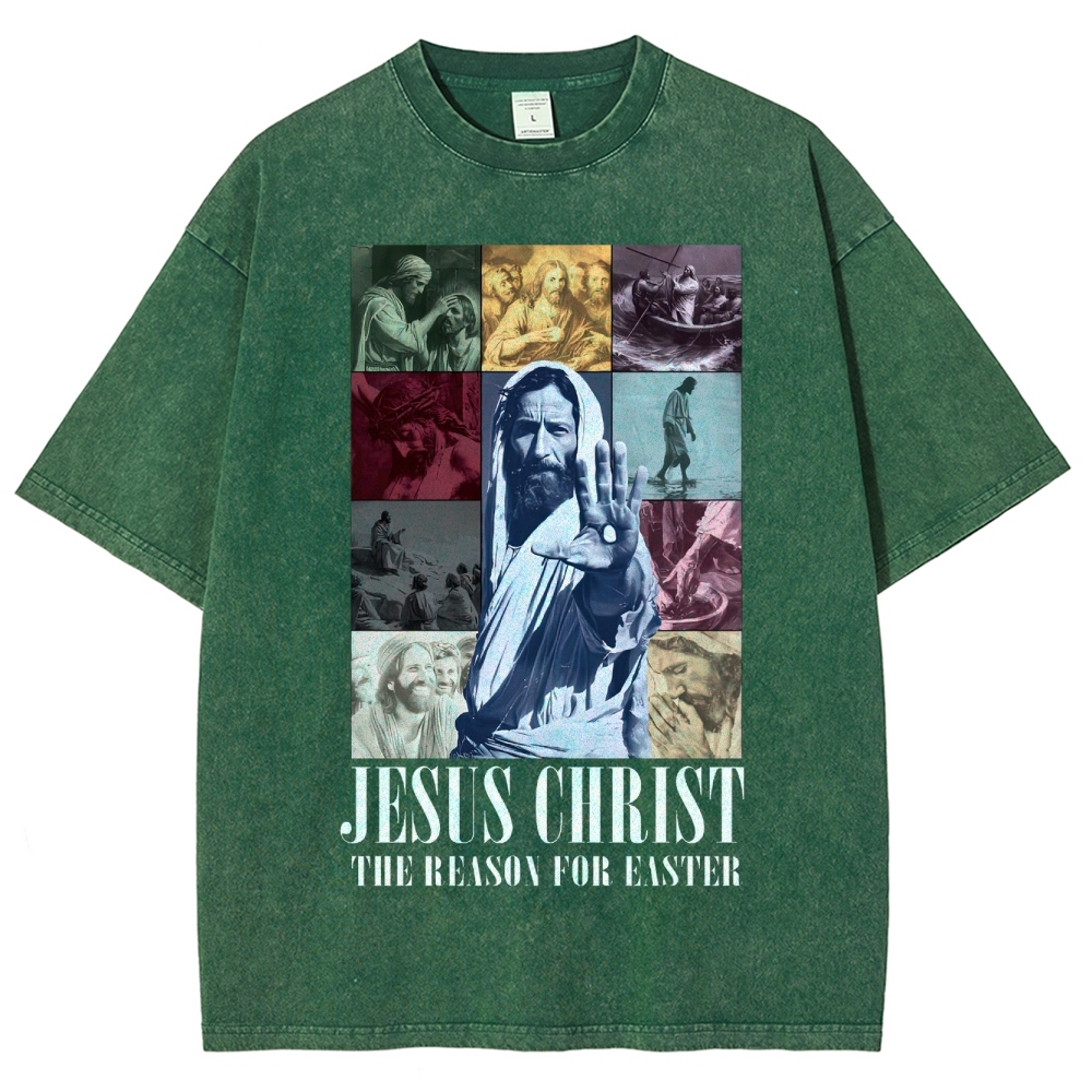 Faith & Easter Jesus Collage Washed T-Shirt 