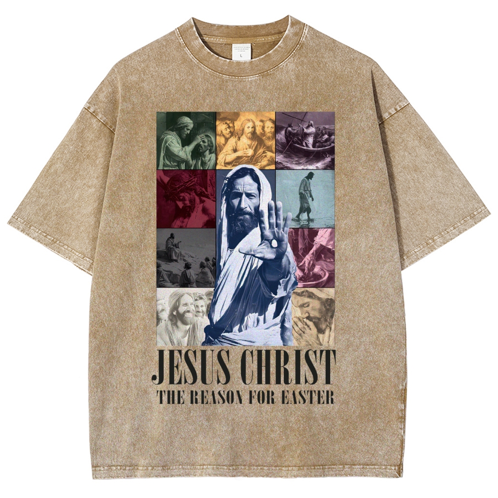 Faith & Easter Jesus Collage Washed T-Shirt 