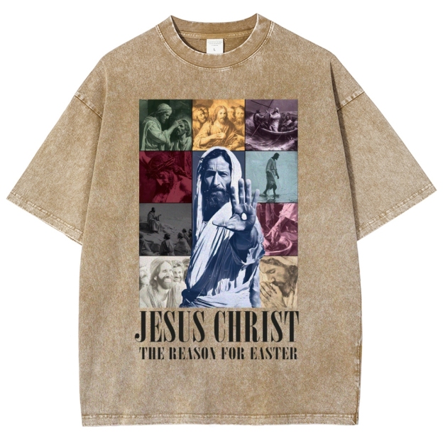 Faith & Easter Jesus Collage Washed T-Shirt 
