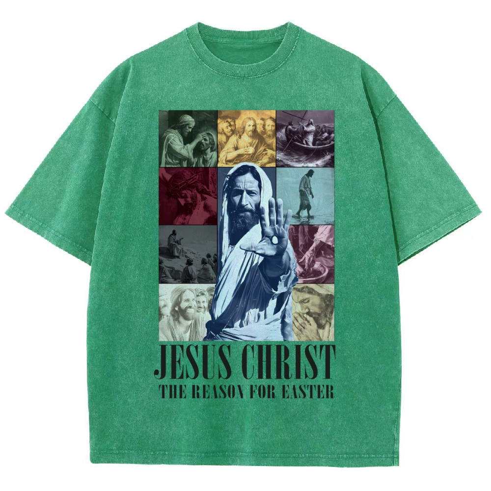 Faith & Easter Jesus Collage Washed T-Shirt 