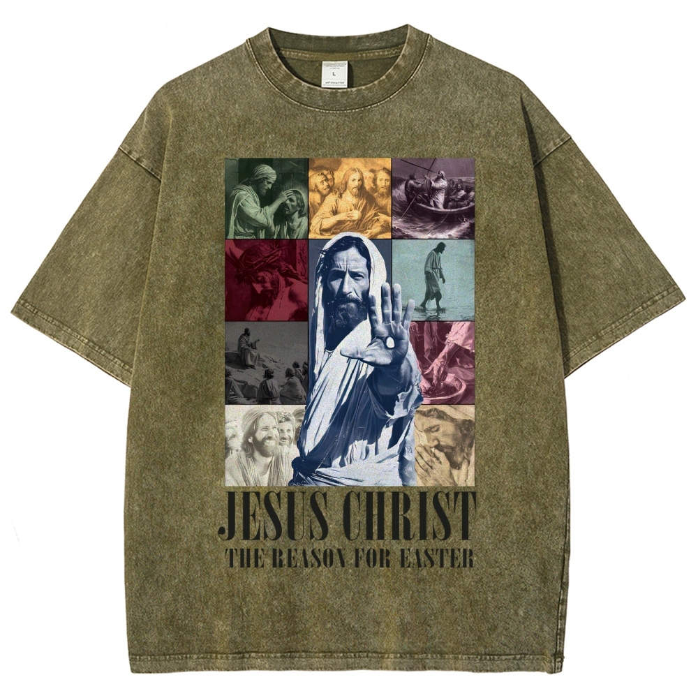 Faith & Easter Jesus Collage Washed T-Shirt 