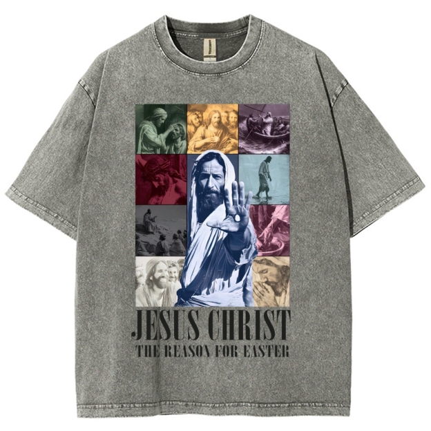 Faith & Easter Jesus Collage Washed T-Shirt 