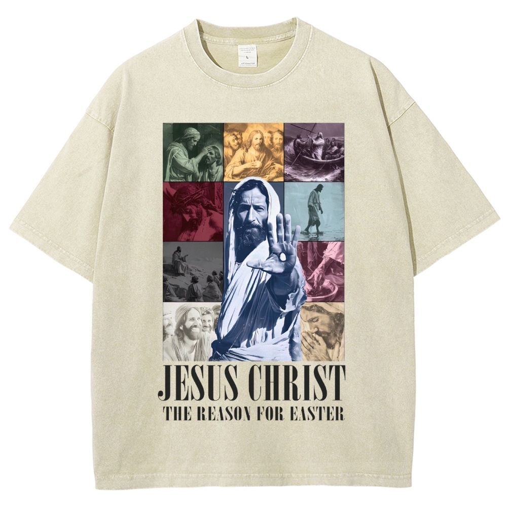 Faith & Easter Jesus Collage Washed T-Shirt 