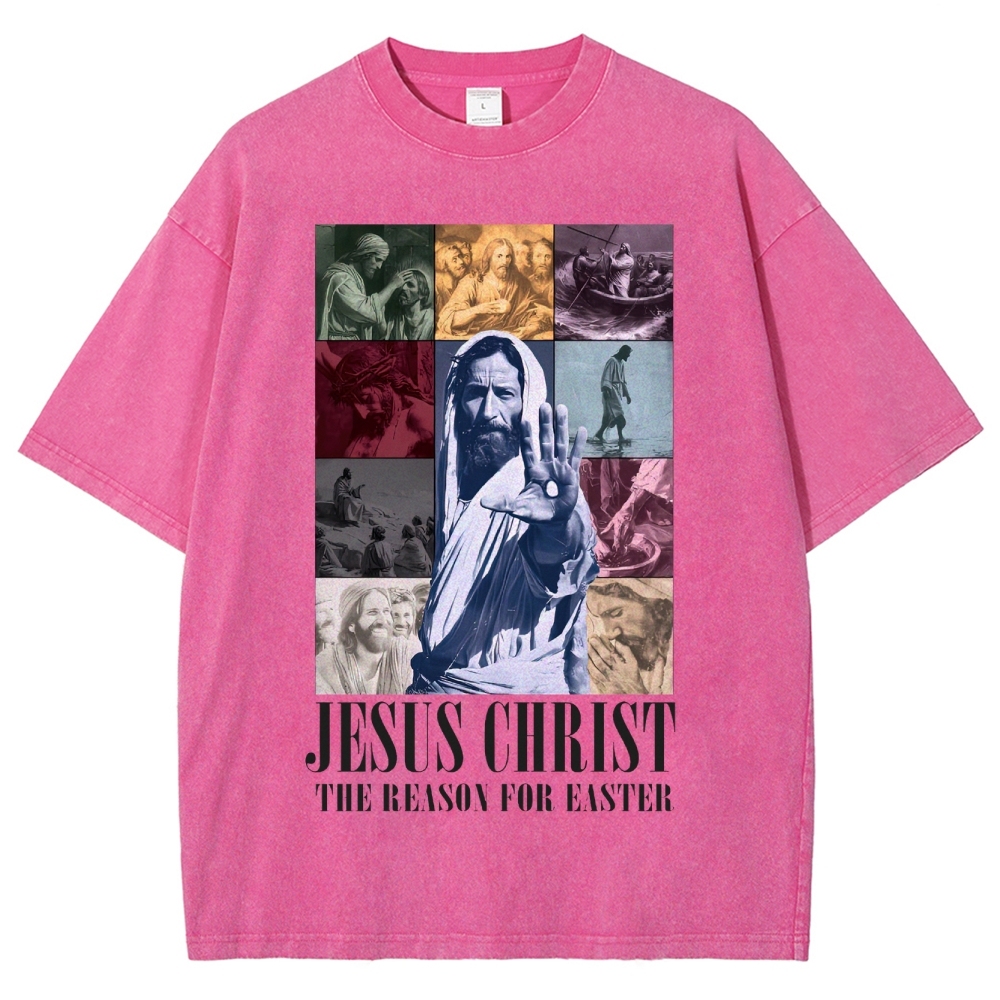 Faith & Easter Jesus Collage Washed T-Shirt 
