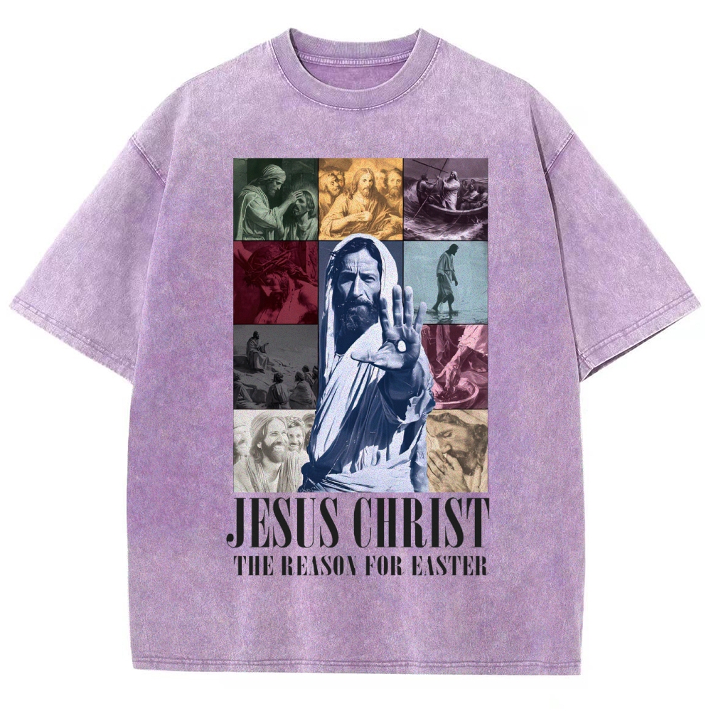 Faith & Easter Jesus Collage Washed T-Shirt 