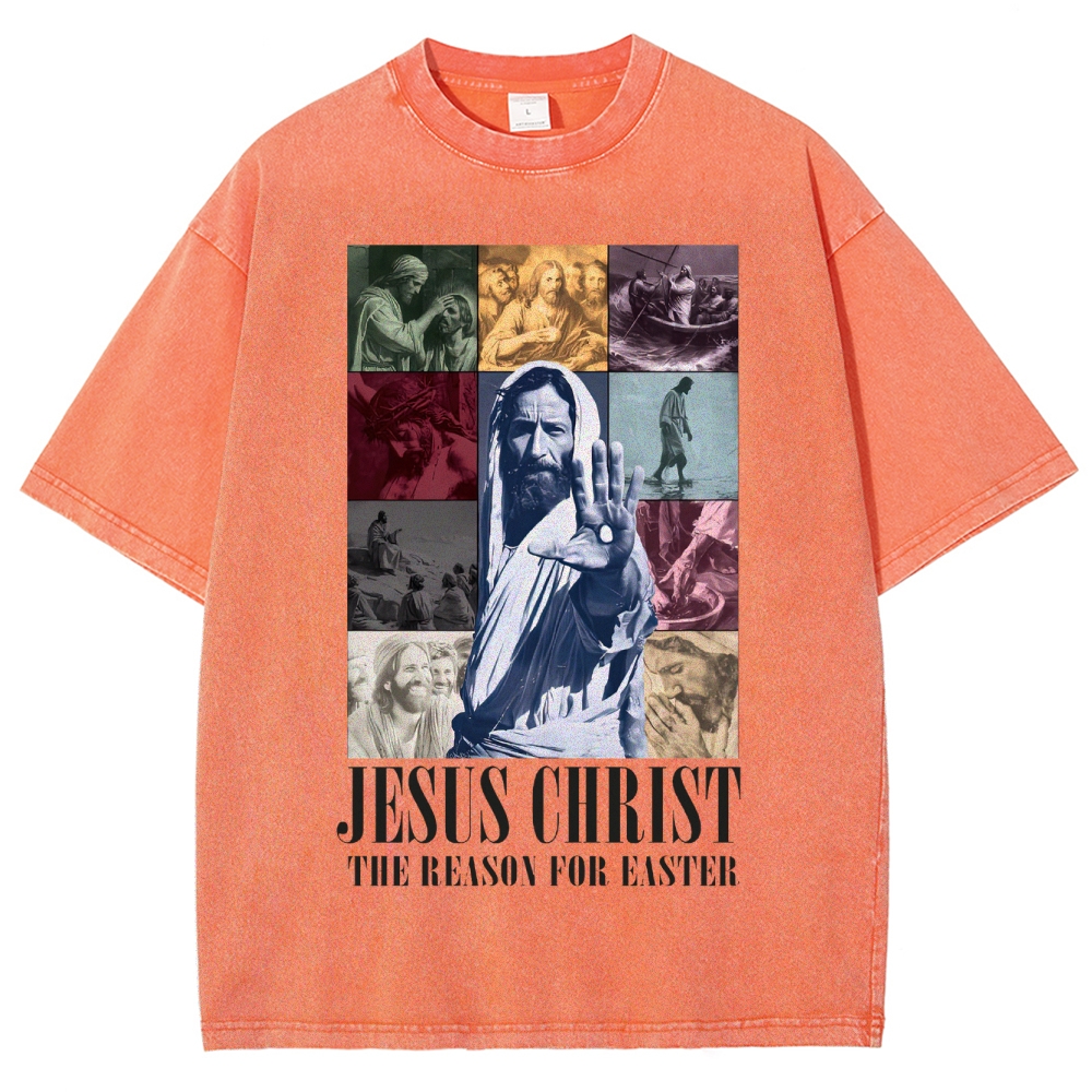 Faith & Easter Jesus Collage Washed T-Shirt 