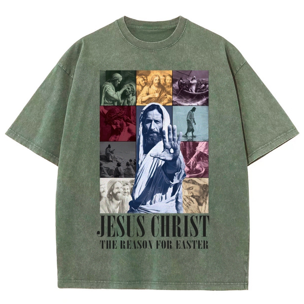 Faith & Easter Jesus Collage Washed T-Shirt 