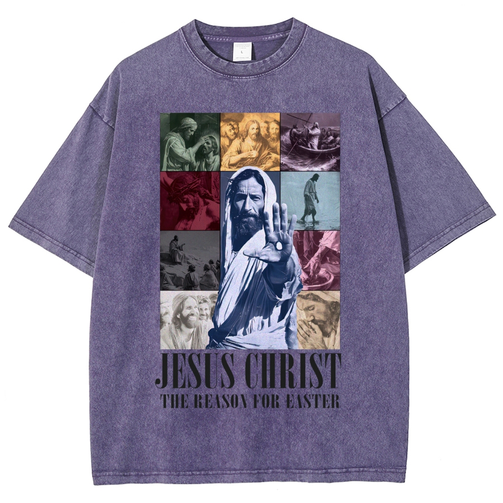 Faith & Easter Jesus Collage Washed T-Shirt 