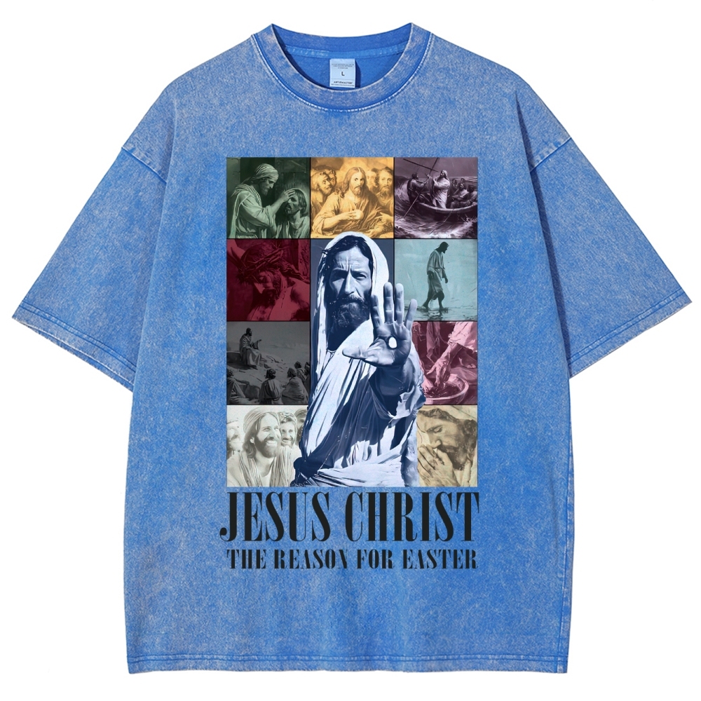 Faith & Easter Jesus Collage Washed T-Shirt 