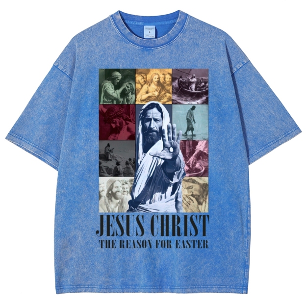 Faith & Easter Jesus Collage Washed T-Shirt 