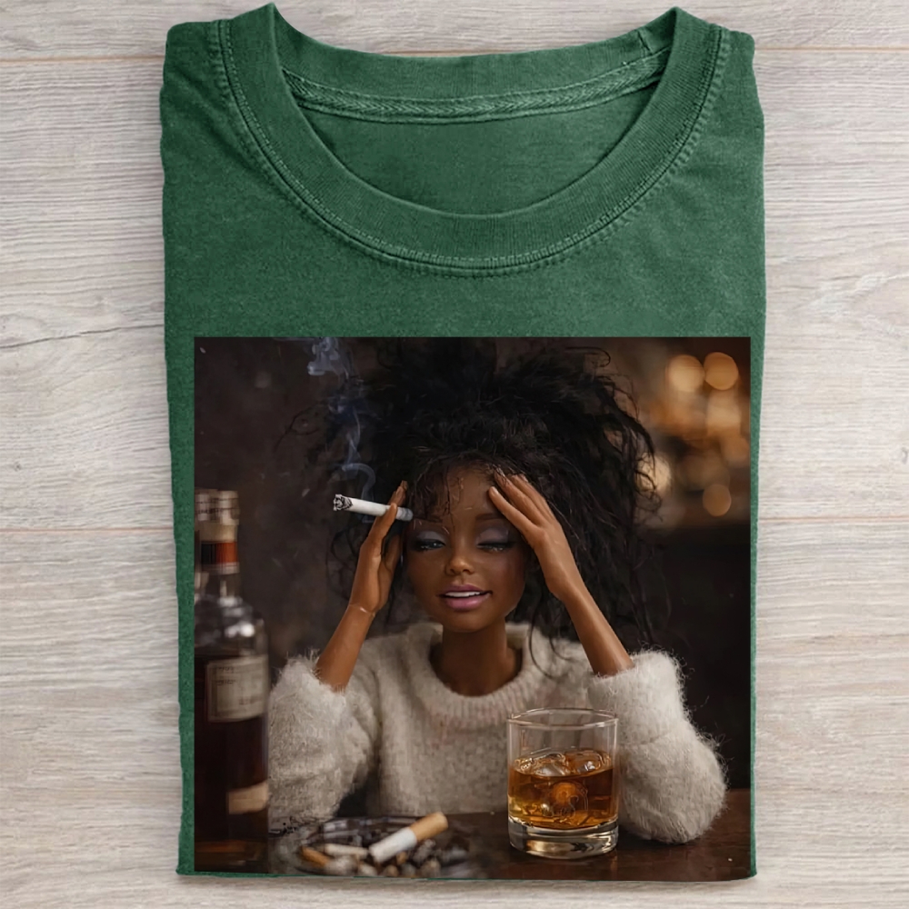 "Stressed Doll" Whiskey & Cigarette Vintage Washed Tee