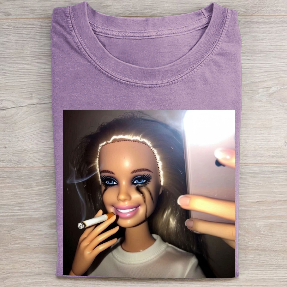"Smoky Selfie" Edgy Doll Vintage Washed Tee