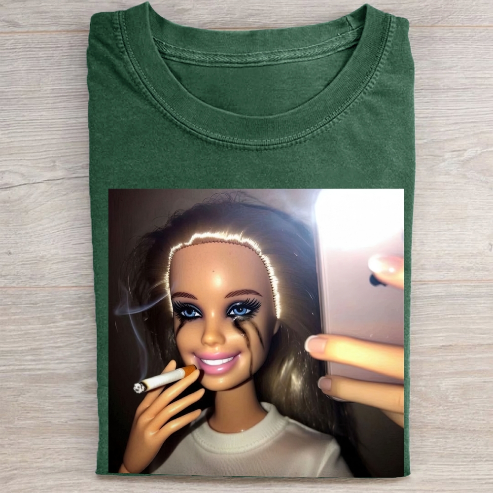 "Smoky Selfie" Edgy Doll Vintage Washed Tee