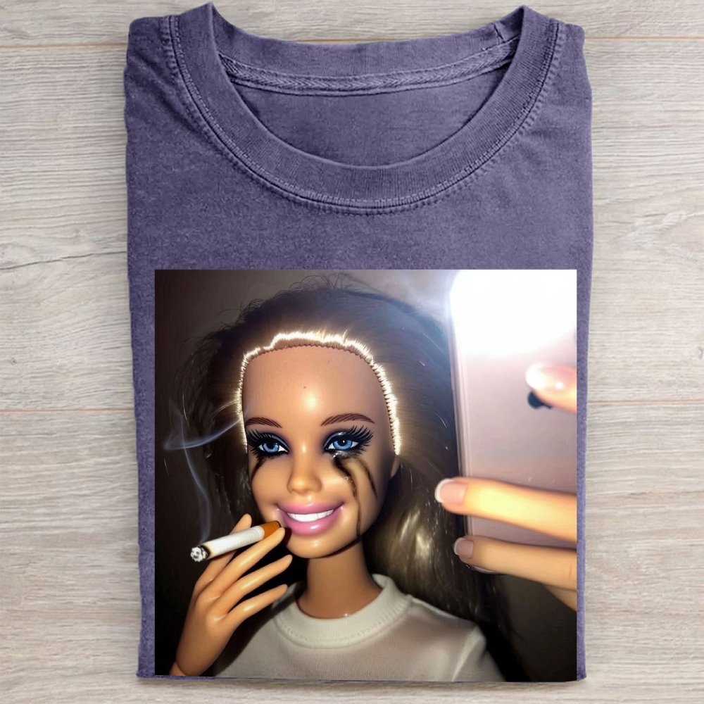 "Smoky Selfie" Edgy Doll Vintage Washed Tee