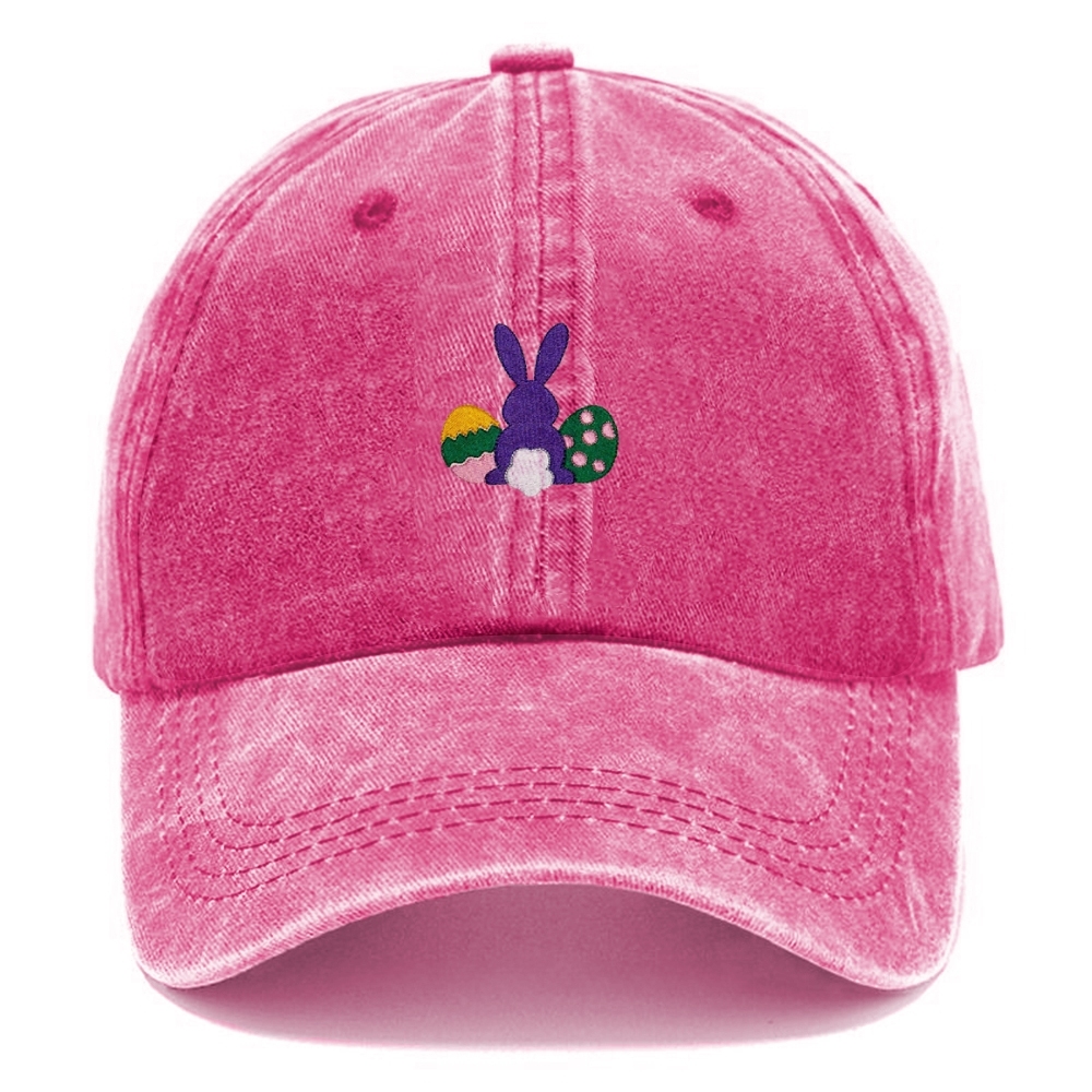 Bunny Egg Embroidered Casual Washed Cap 