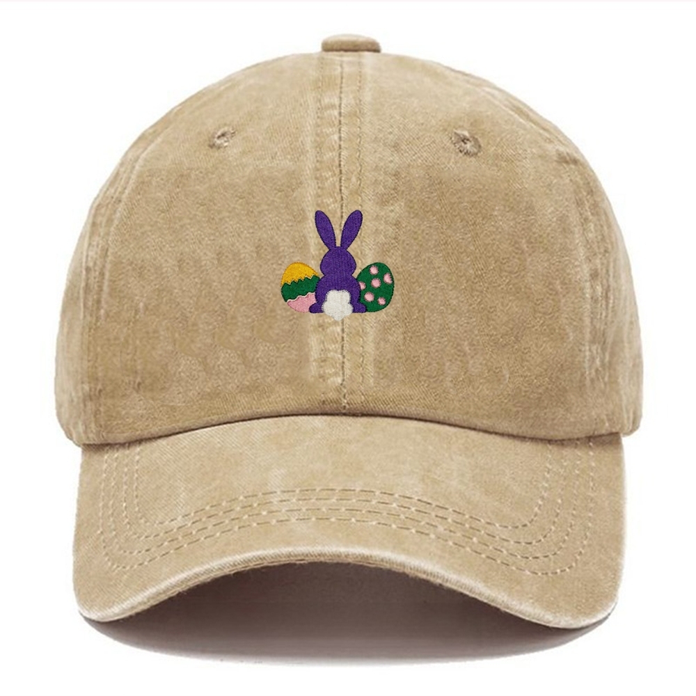 Bunny Egg Embroidered Casual Washed Cap 